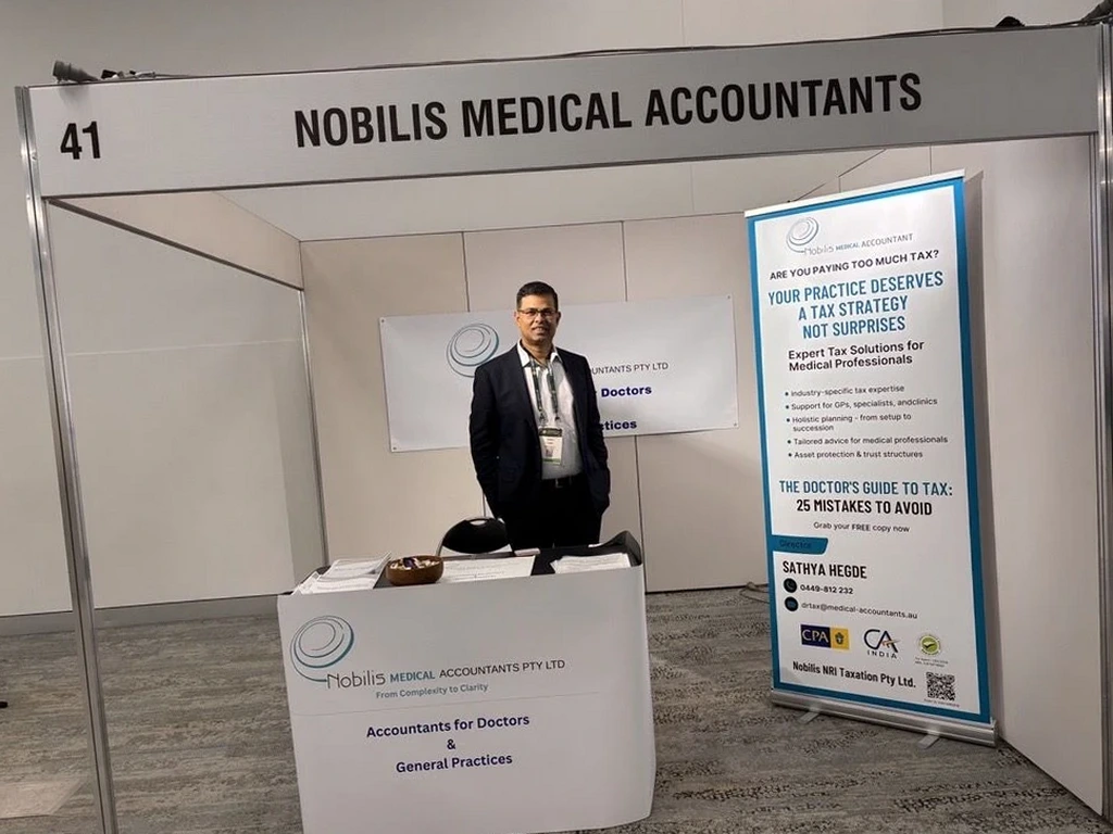 Sathya Hegde at the Nobilis exhibition stand in Sydney.